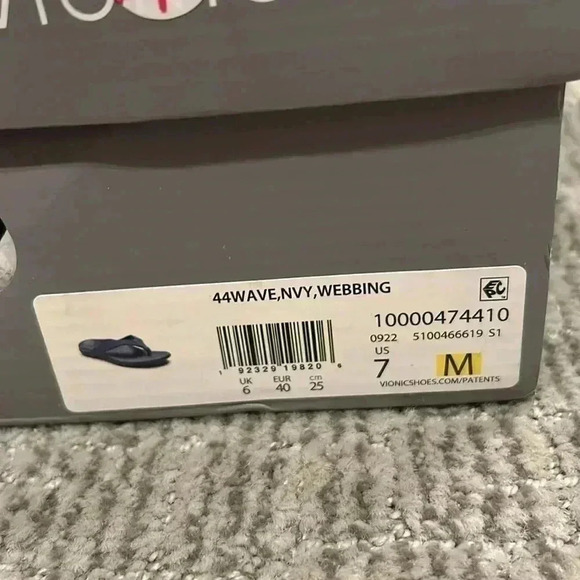 Vionic 44 Wave Orthotic BLUE Thong Sandals 7 Navy - Picture 3 of 6